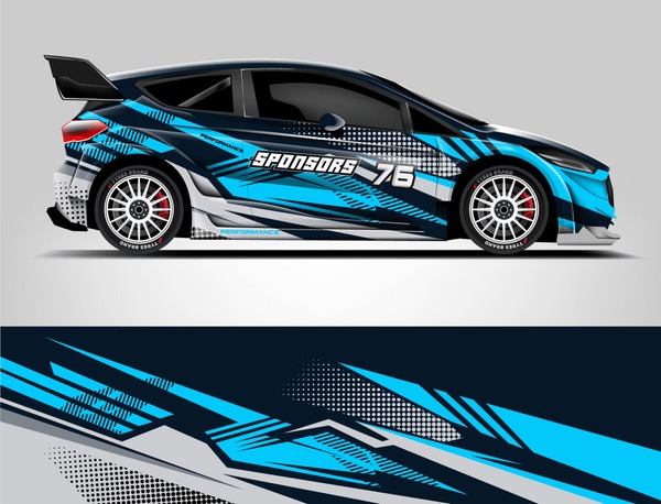 Rally Car Wrap design. Graphic abstract stripe racing background designs for vehicle, race, rally, adventure and car racing livery.