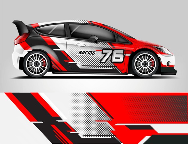 Rally Car Wrap design. Graphic abstract stripe racing background designs for vehicle, race, rally, adventure and car racing livery.