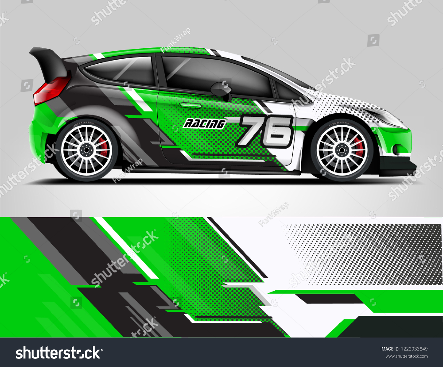 Rally car wrap. abstract strip for Racing hatchback car wrap, sticker, and decal. vector eps 10 format.