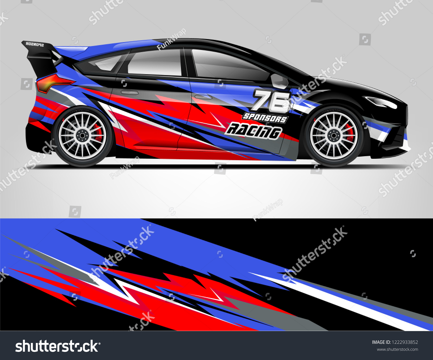 Rally car wrap. abstract strip for Racing hatchback car wrap, sticker, and decal. vector eps 10 format.