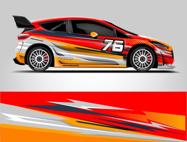 Rally car wrap. abstract strip for Racing hatchback car wrap, sticker, and decal. vector eps 10 format.