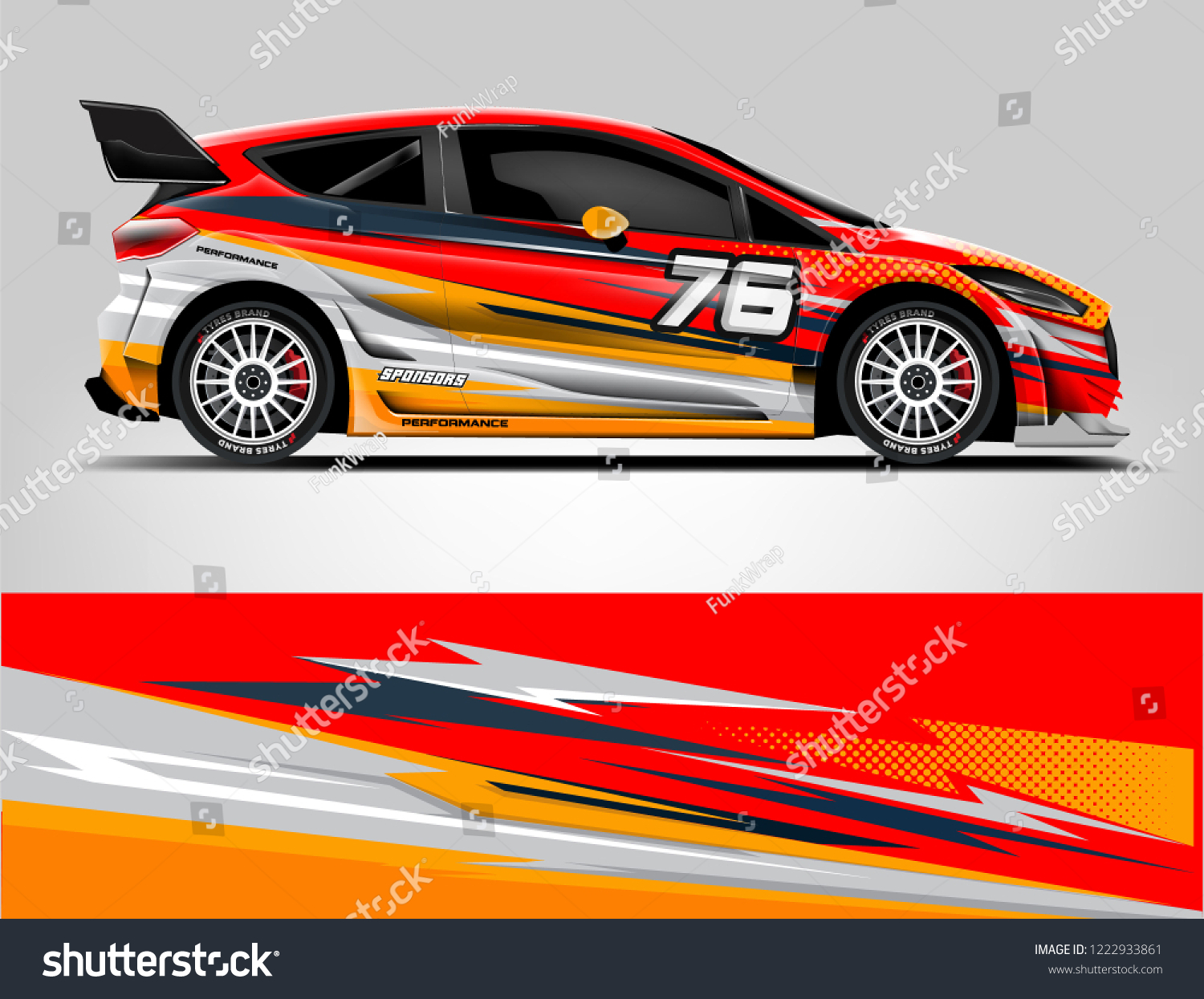 Rally car wrap. abstract strip for Racing hatchback car wrap, sticker, and decal. vector eps 10 format.