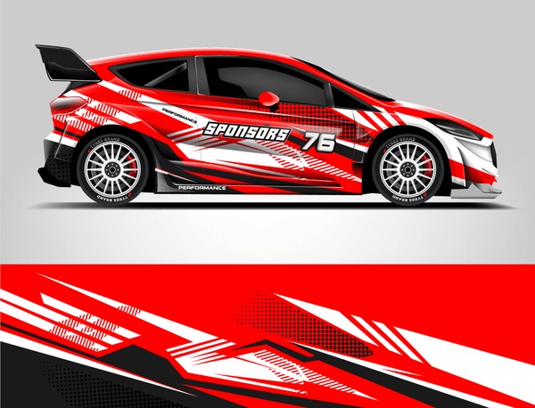 Rally car wrap. abstract strip for Racing hatchback car wrap, sticker, and decal. vector eps 10 format.