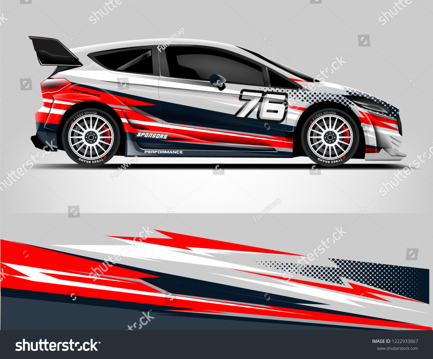 Rally car wrap. abstract strip for Racing hatchback car wrap, sticker, and decal. vector eps 10 format.