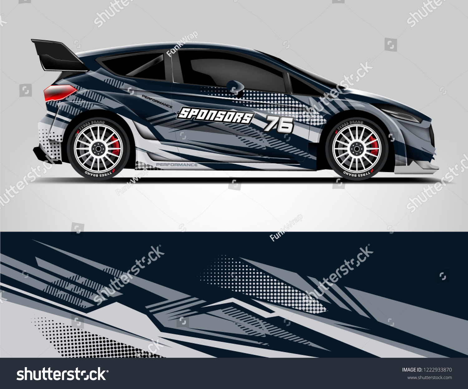 Rally car wrap. abstract strip for Racing hatchback car wrap, sticker, and decal. vector eps 10 format.
