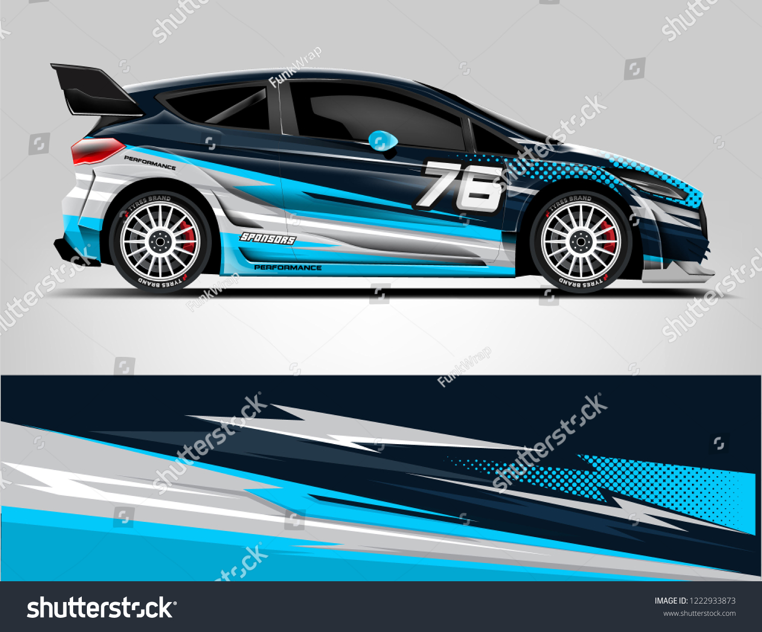 Rally car wrap. abstract strip for Racing hatchback car wrap, sticker, and decal. vector eps 10 format.