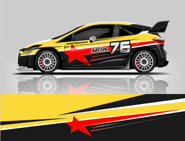 Rally car wrap. abstract strip for Racing hatchback car wrap, sticker, and decal. vector eps 10 format.