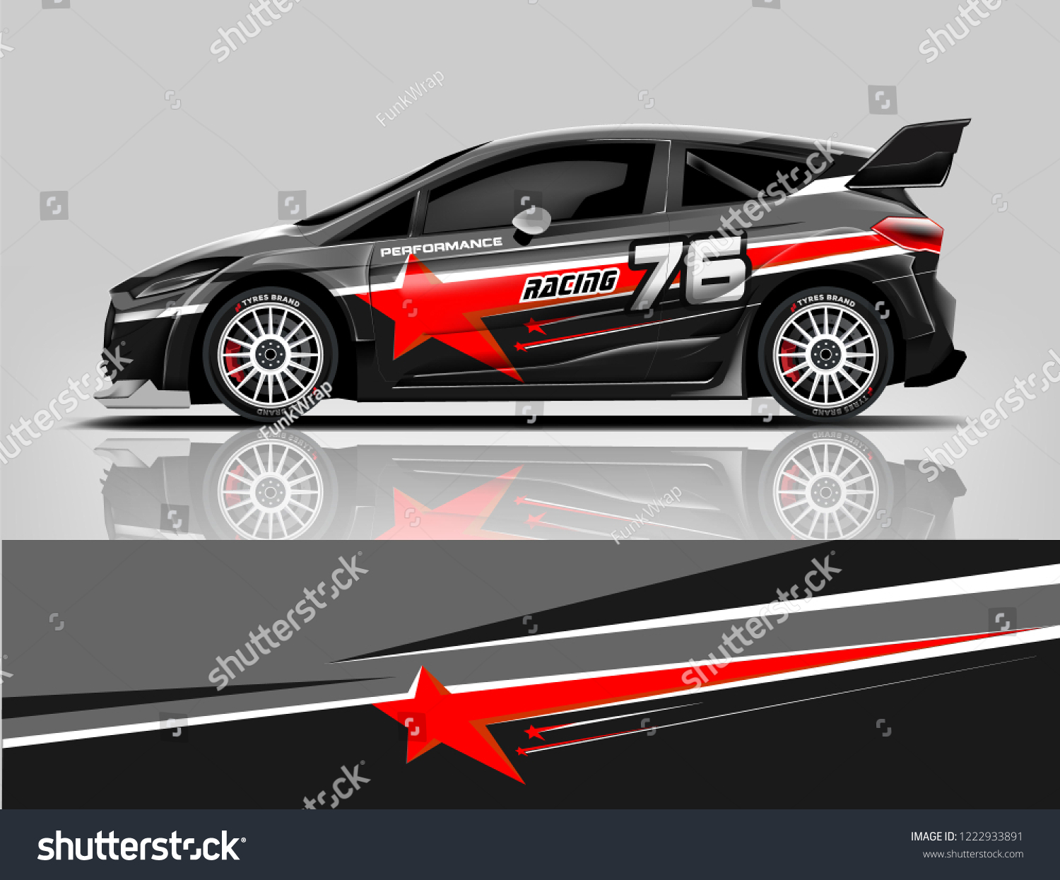 Rally car wrap. abstract strip for Racing hatchback car wrap, sticker, and decal. vector eps 10 format.