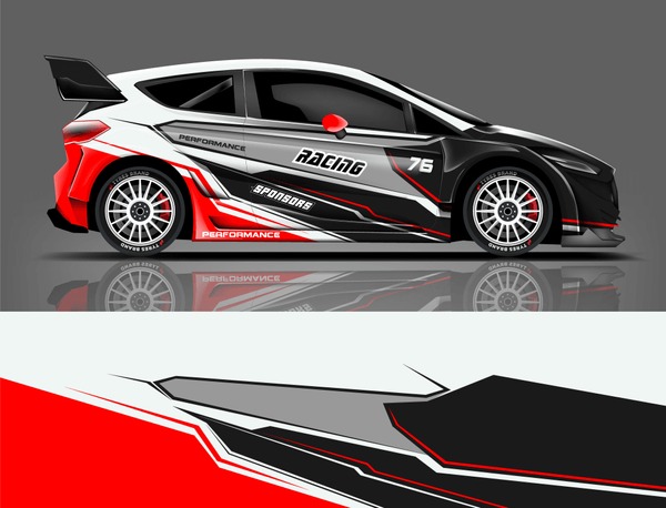 Rally car wrap. abstract strip for Racing hatchback car wrap, sticker, and decal. vector eps 10 format.