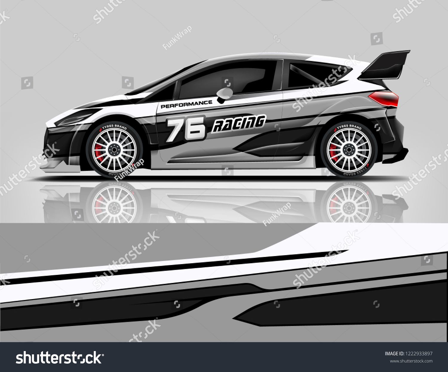 Rally car wrap. abstract strip for Racing hatchback car wrap, sticker, and decal. vector eps 10 format.