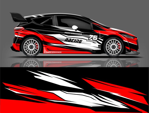 Rally car wrap. abstract strip for Racing hatchback car wrap, sticker, and decal. vector eps 10 format.
