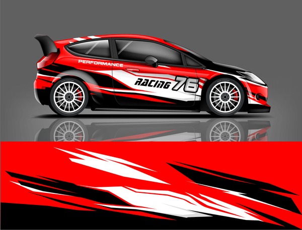 Rally car wrap. abstract strip for Racing hatchback car wrap, sticker, and decal. vector eps 10 format.