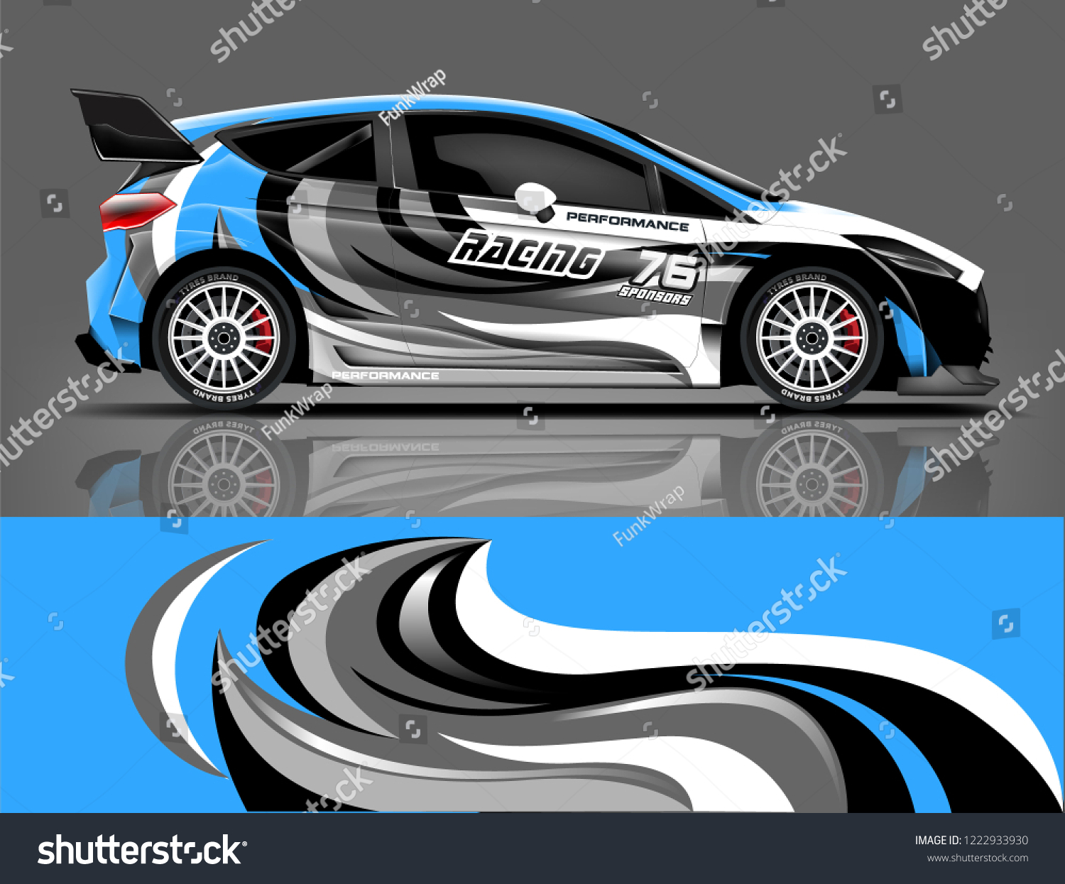 Rally car wrap. abstract strip for Racing hatchback car wrap, sticker, and decal. vector eps 10 format.