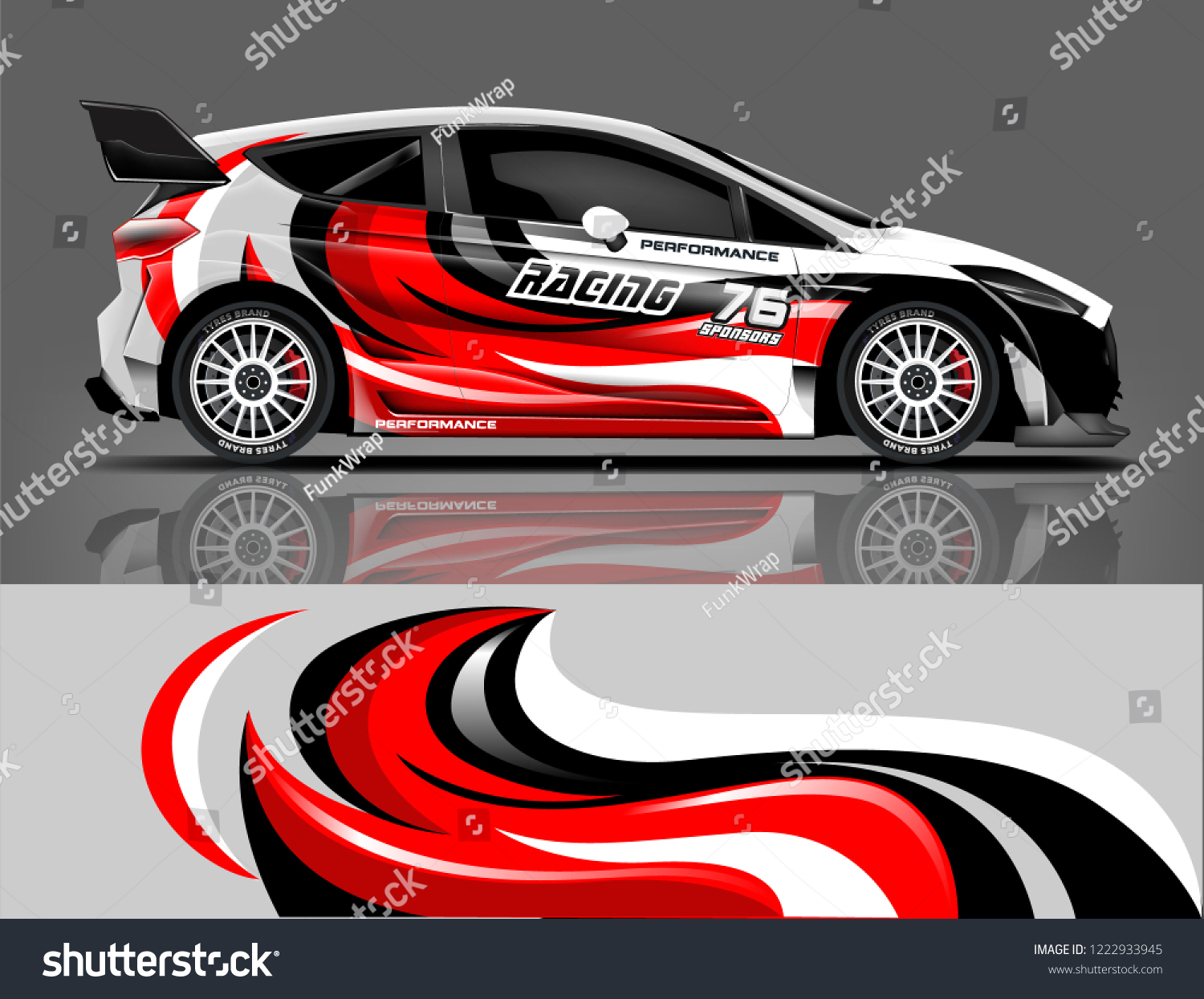 Rally car wrap. abstract strip for Racing hatchback car wrap, sticker, and decal. vector eps 10 format.