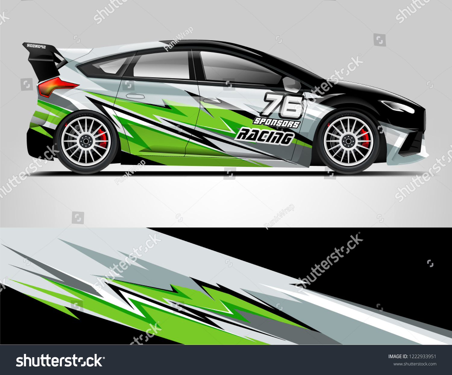 Rally car wrap. abstract strip for Racing hatchback car wrap, sticker, and decal. vector eps 10 format.