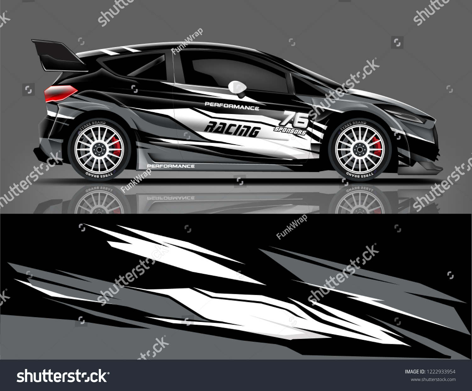 Rally car wrap. abstract strip for Racing hatchback car wrap, sticker, and decal. vector eps 10 format.