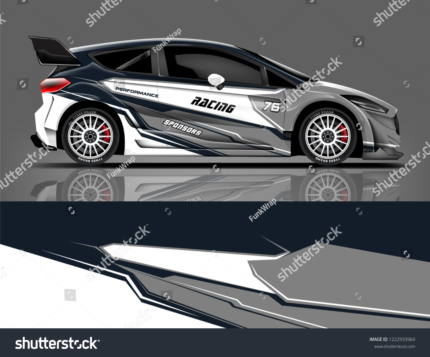 Rally car wrap. abstract strip for Racing hatchback car wrap, sticker, and decal. vector eps 10 format.