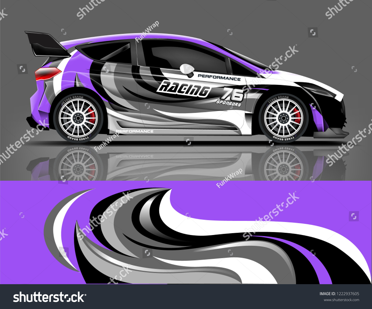 Rally car wrap livery design. eps format.