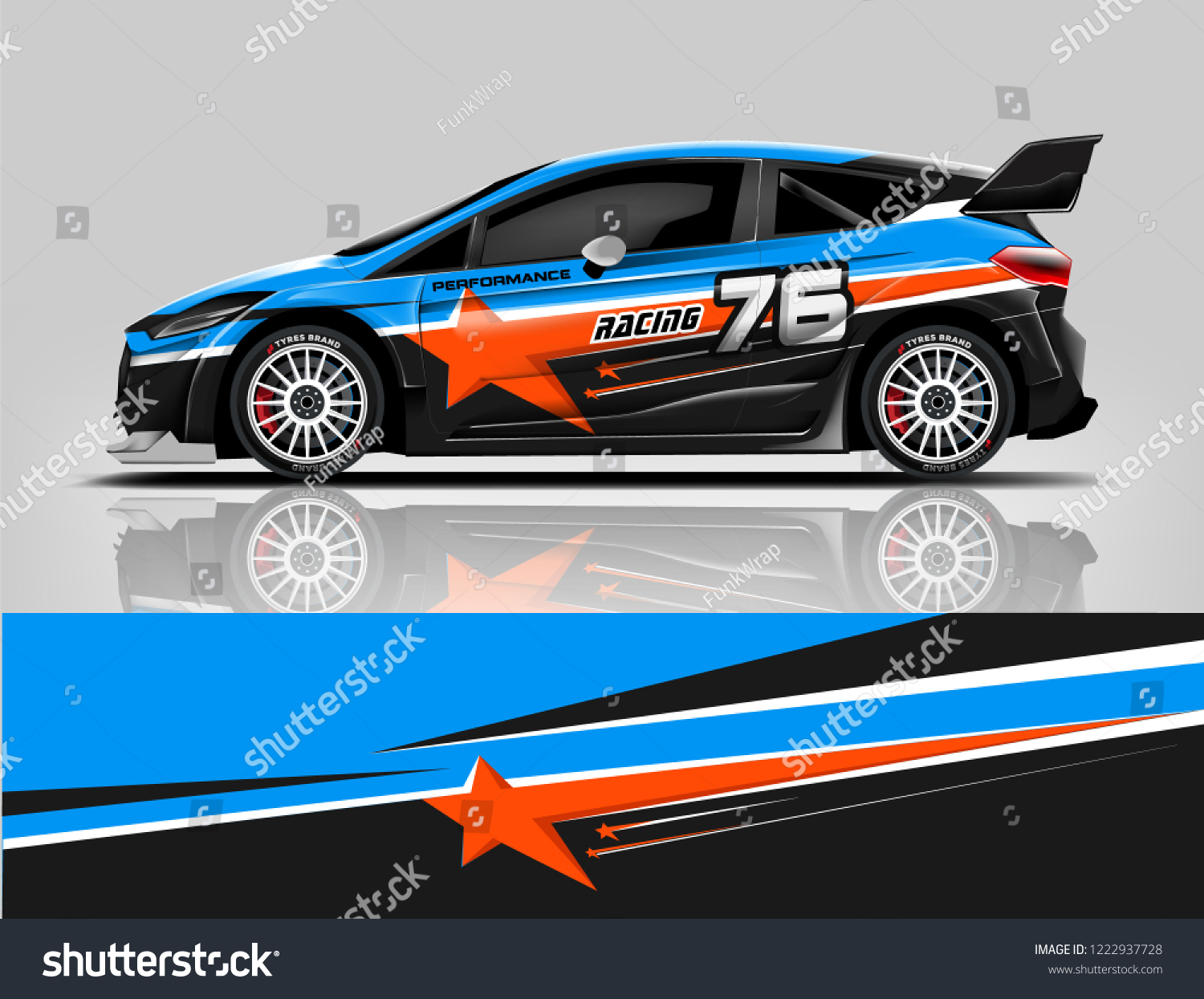 Rally car wrap livery design. eps format.