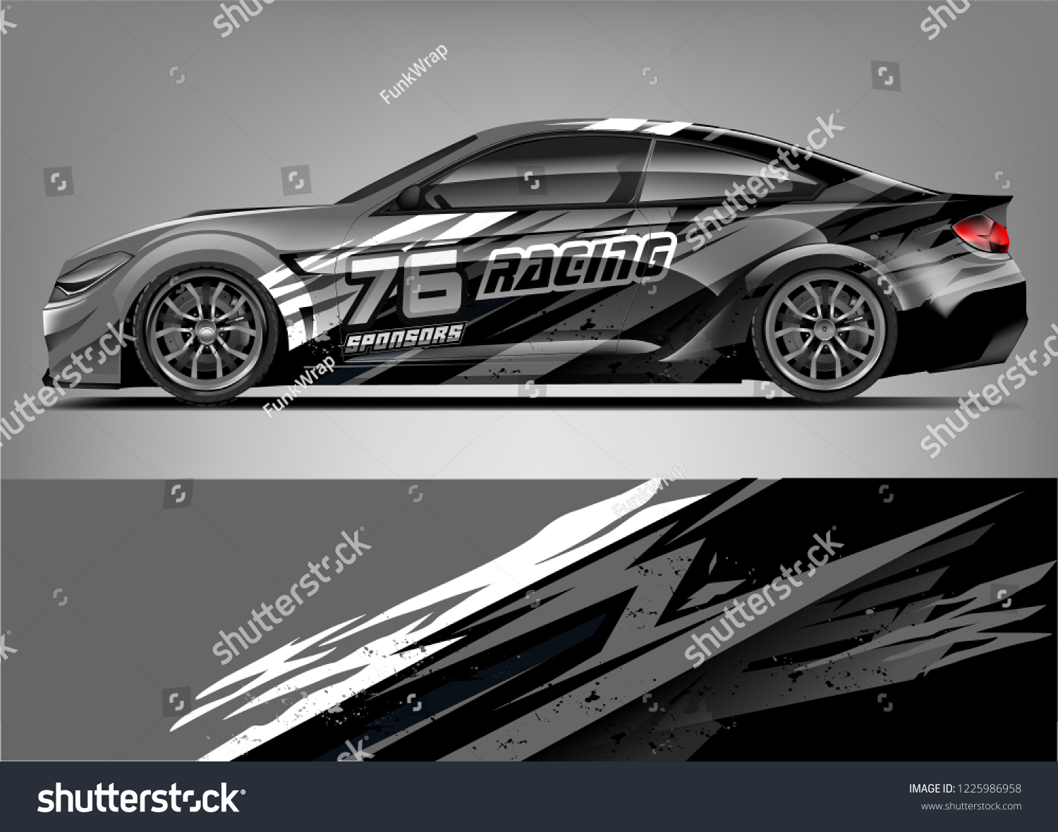 Racing Car Wrap. Sport car racing livery design for ready print wrap and decal. eps format