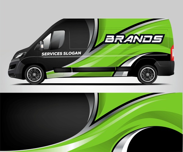 Van livery design. Company van wrap and decal ready print design.vector eps10
