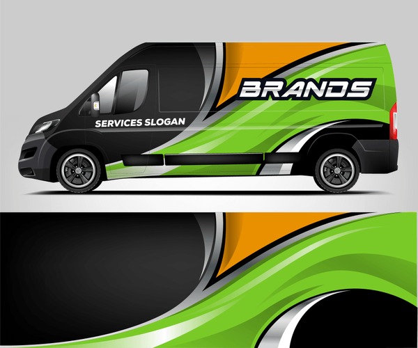 Van livery design. Company van wrap and decal ready print design.vector eps10