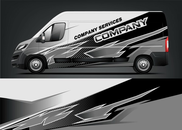 Company Van wrap design. Livery design for company van. Ready Print wrap and decal design vector eps