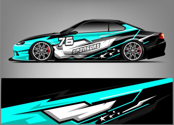 Racing Car Wrap Livery Design. Ready Print vector eps10