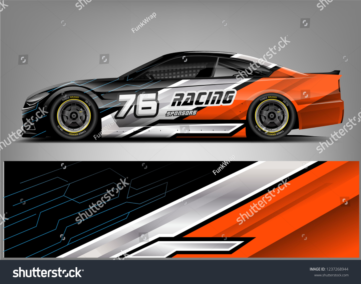 Racing car wrap design. Sport car. abstract background with vector.