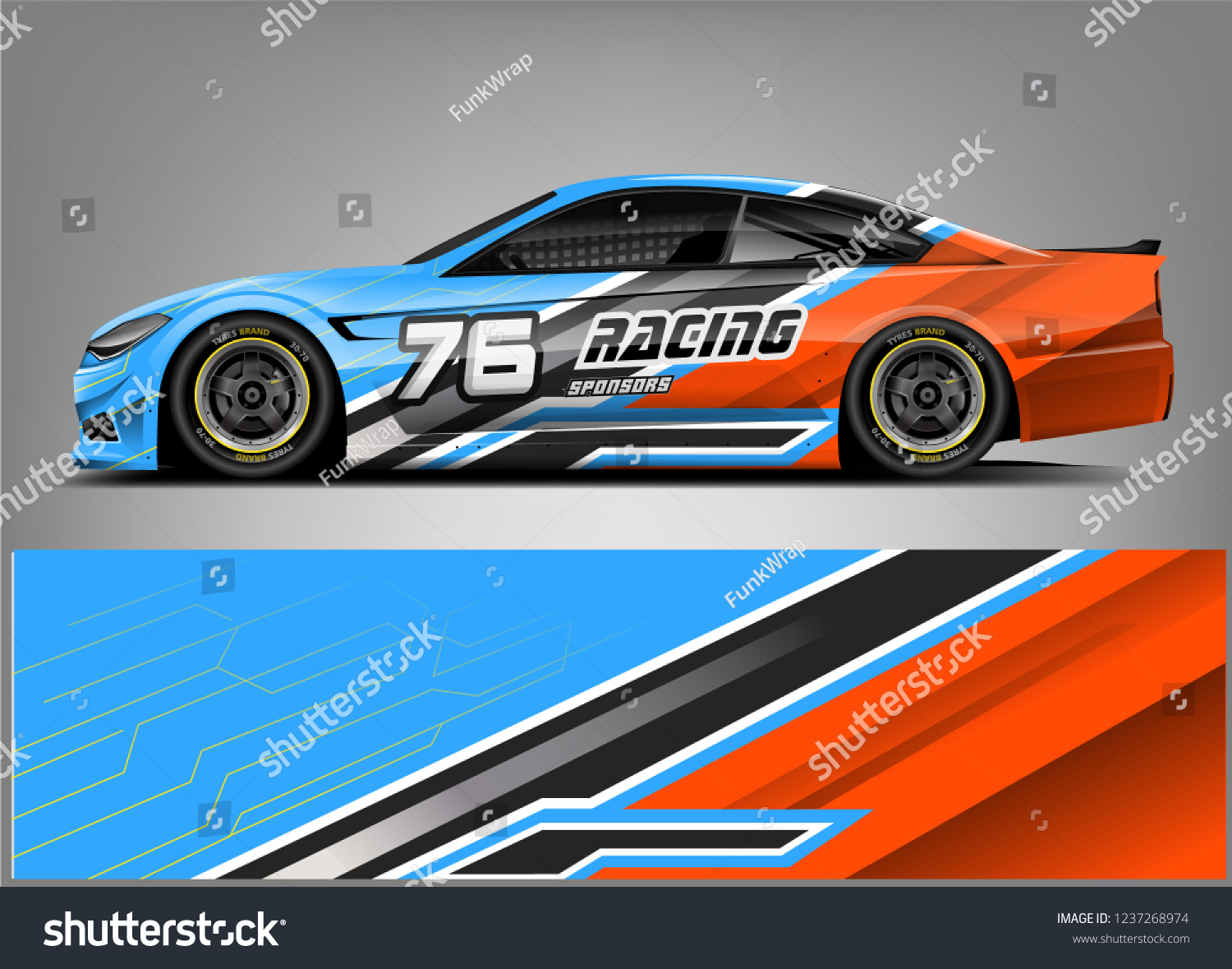 Racing car wrap design. Sport car. abstract background with vector.