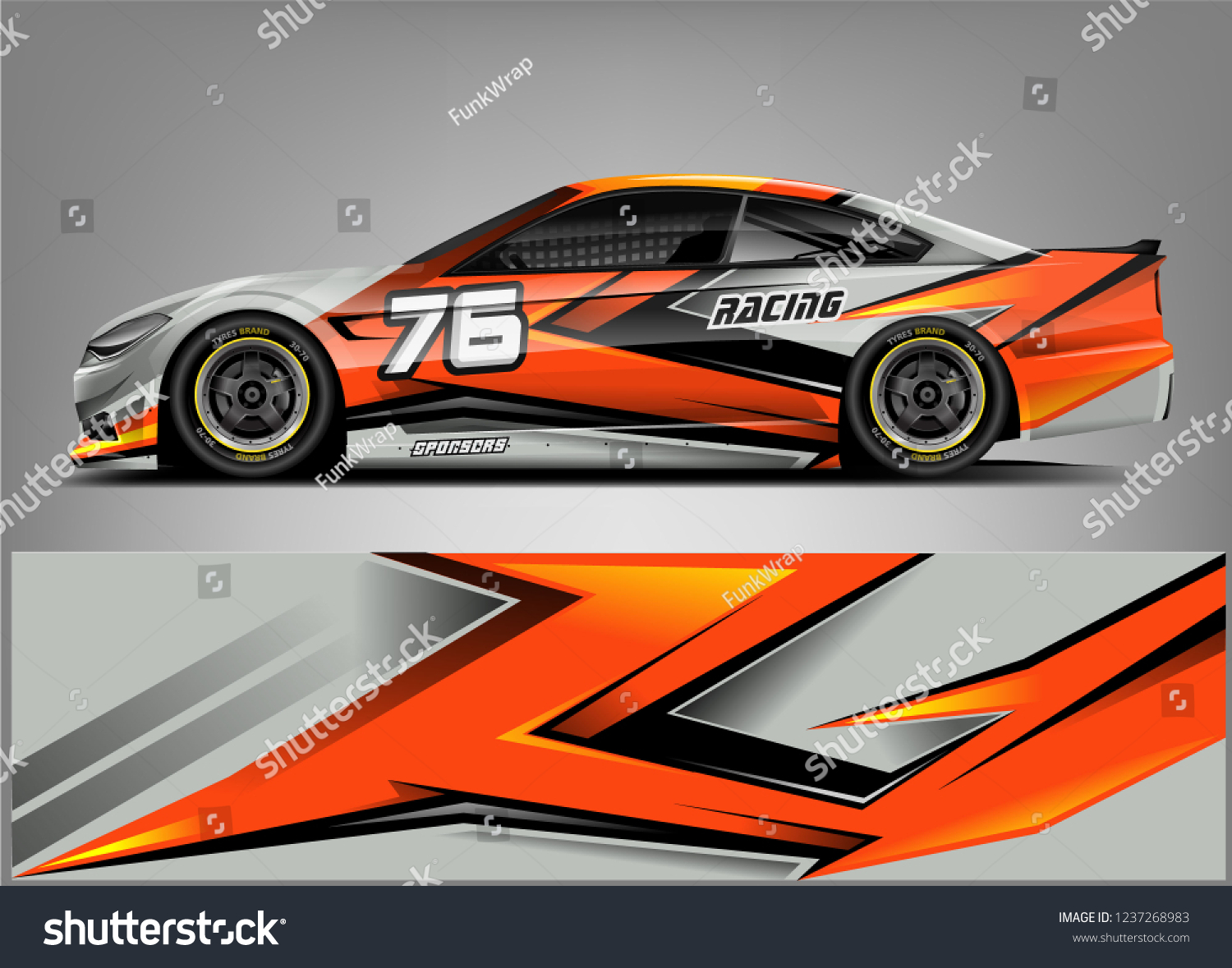 Racing car wrap design. Sport car. abstract background with vector.