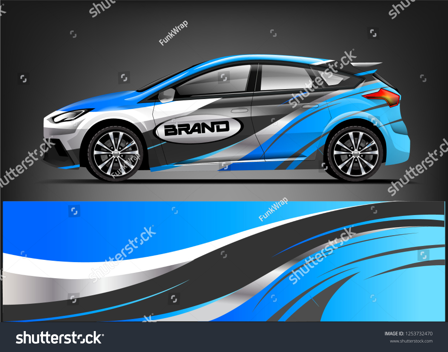 Car decal sticker wrap design vector. Graphic abstract stripe racing background kit designs for vehicle, race car, rally, adventure and livery