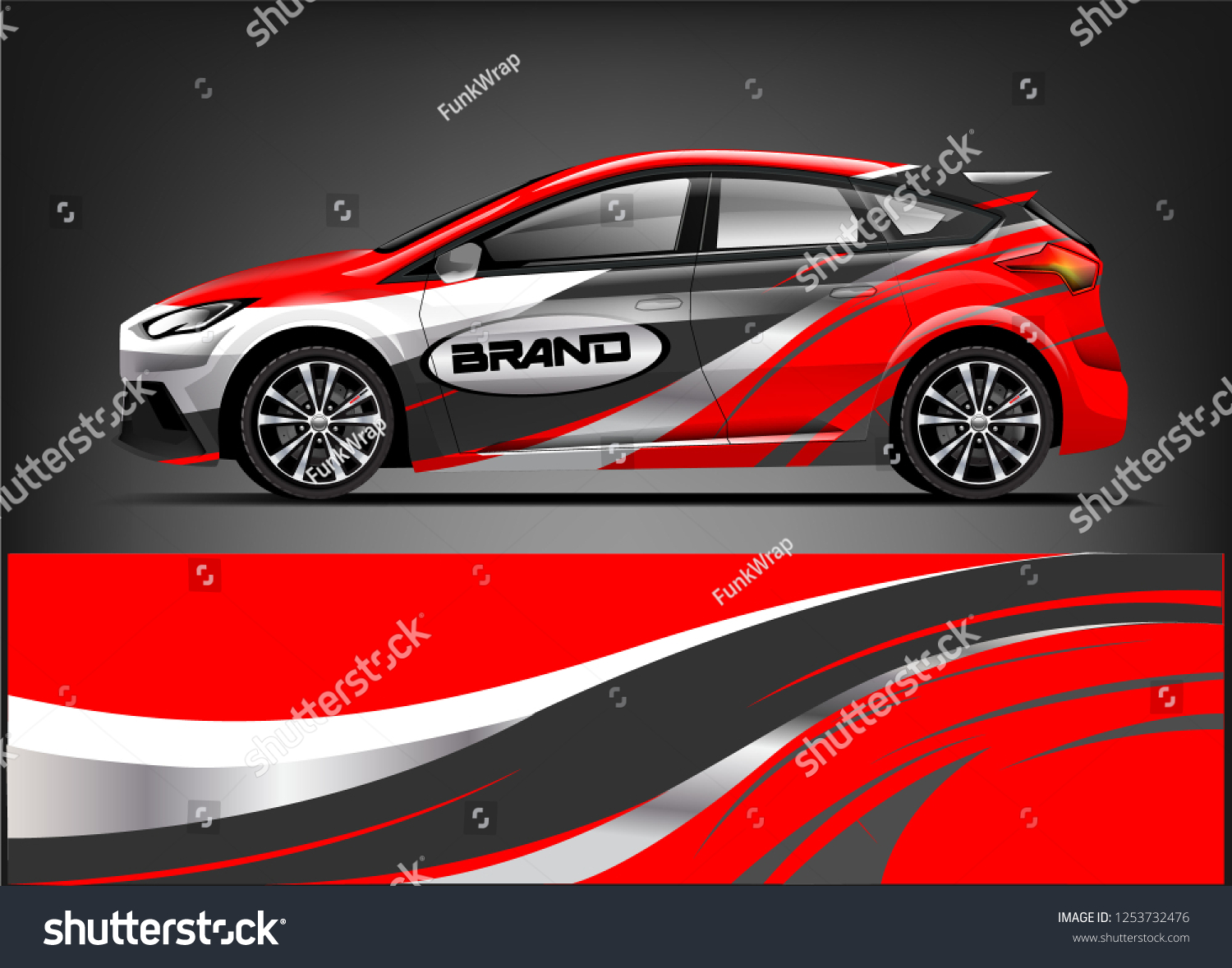 Car decal sticker wrap design vector. Graphic abstract stripe racing background kit designs for vehicle, race car, rally, adventure and livery