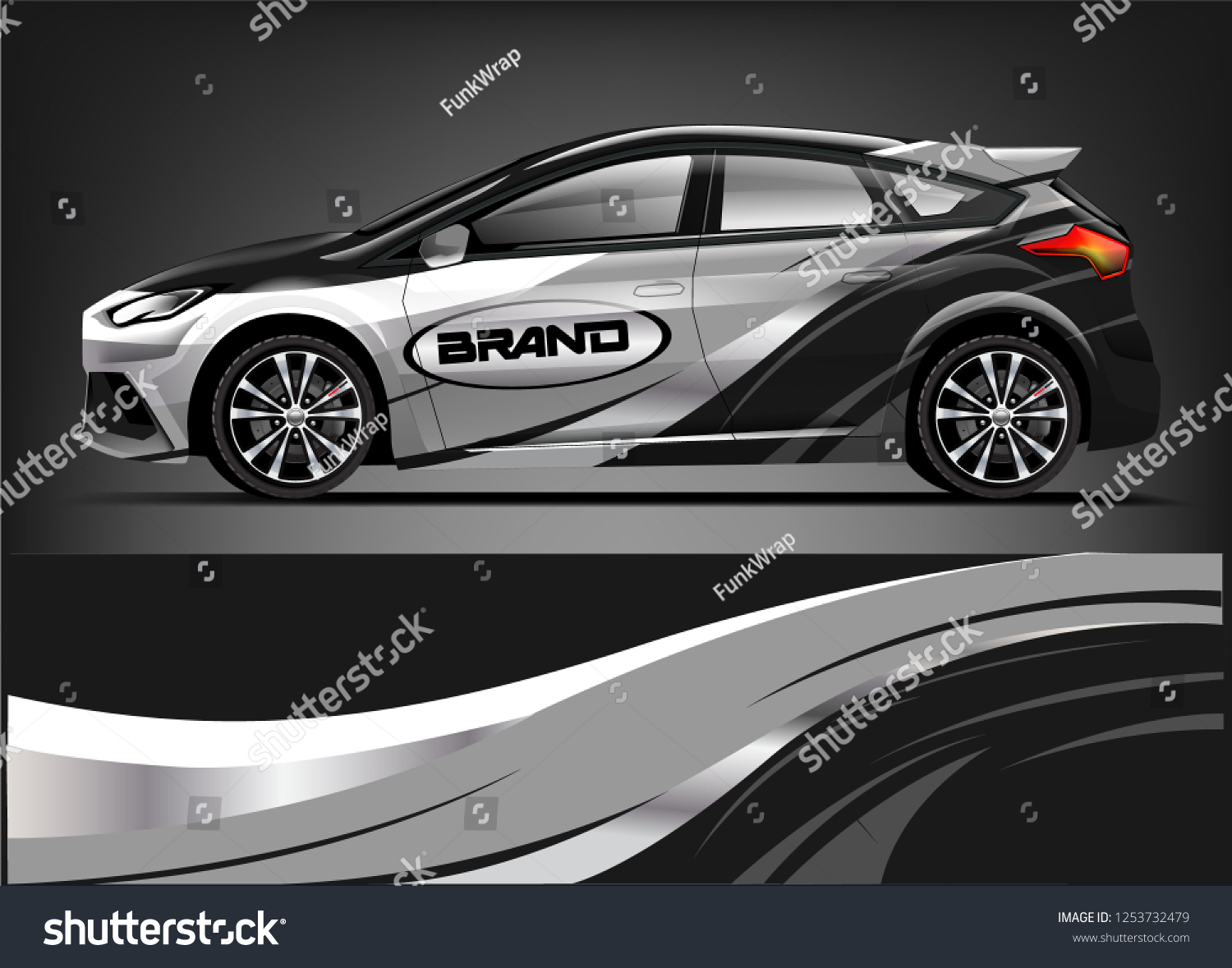 Car decal sticker wrap design vector. Graphic abstract stripe racing background kit designs for vehicle, race car, rally, adventure and livery