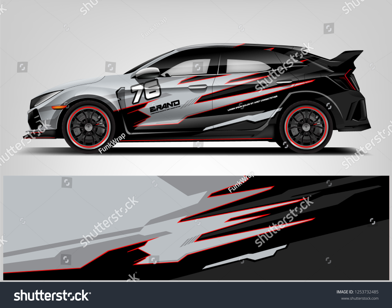 Car decal sticker wrap design vector. Graphic abstract stripe racing background kit designs for vehicle, race car, rally, adventure and livery