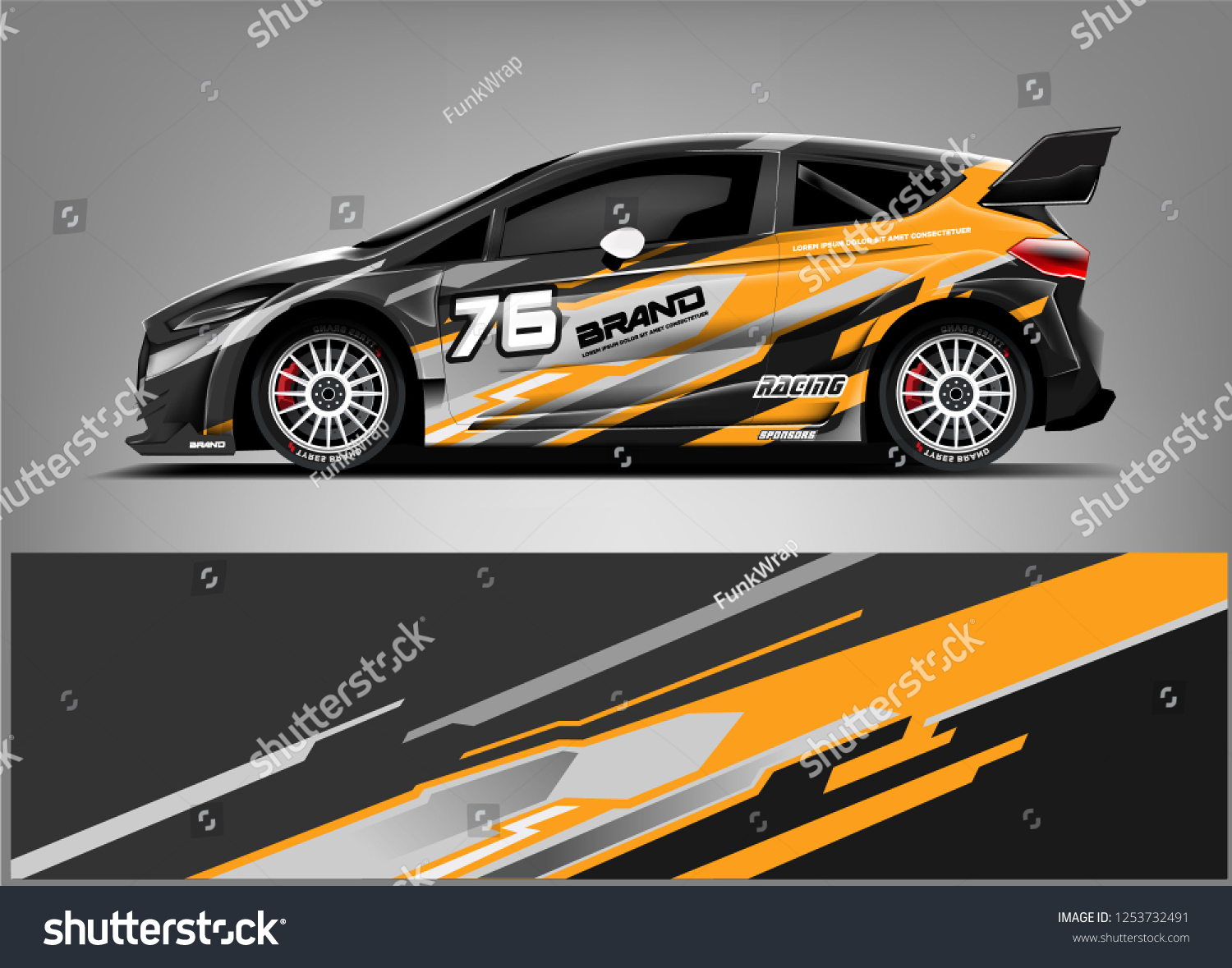 Car decal sticker wrap design vector. Graphic abstract stripe racing background kit designs for vehicle, race car, rally, adventure and livery