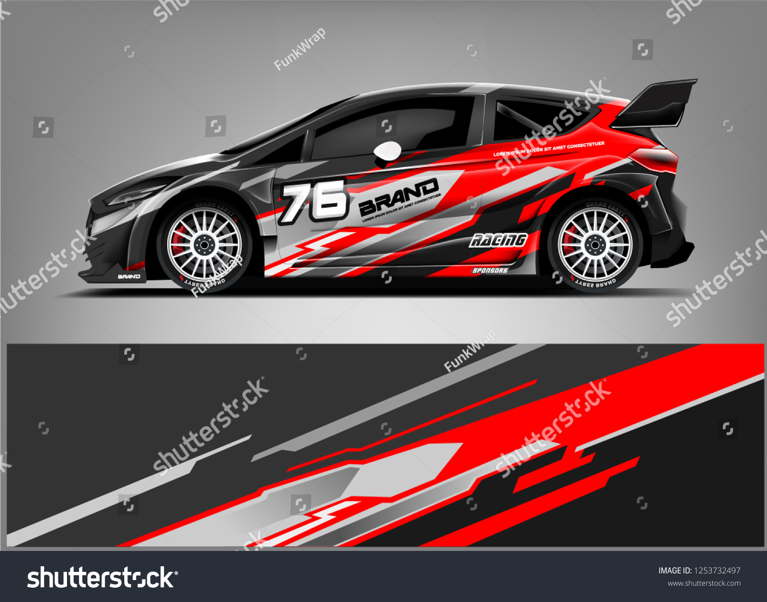 Car decal sticker wrap design vector. Graphic abstract stripe racing background kit designs for vehicle, race car, rally, adventure and livery