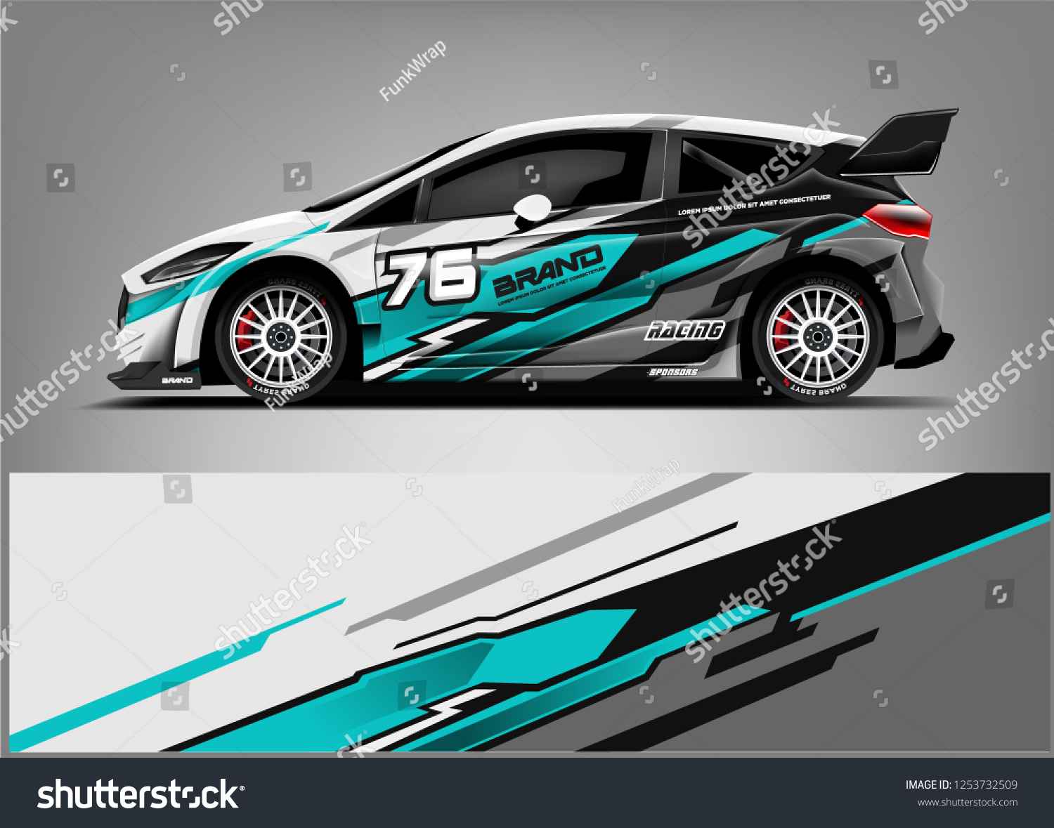 Car decal sticker wrap design vector. Graphic abstract stripe racing background kit designs for vehicle, race car, rally, adventure and livery