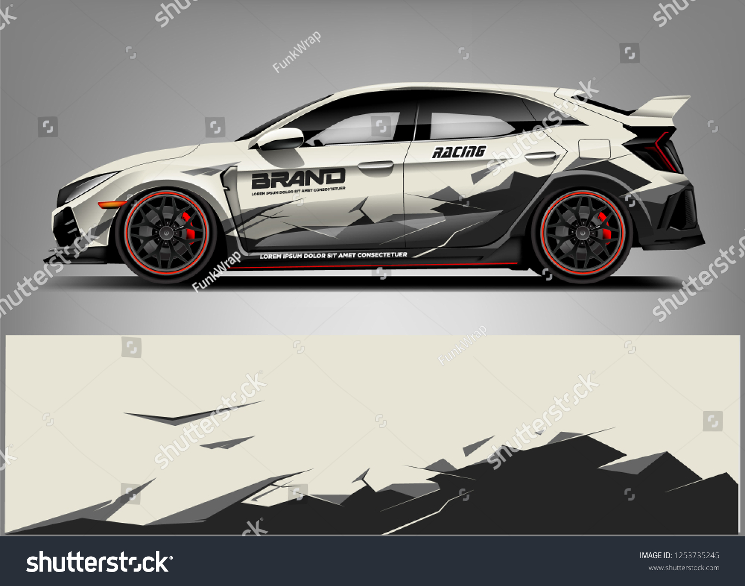 Car wrap design vector, truck and cargo van decal. Graphic abstract stripe racing background designs for vehicle, rally, race, adventure and car racing livery.