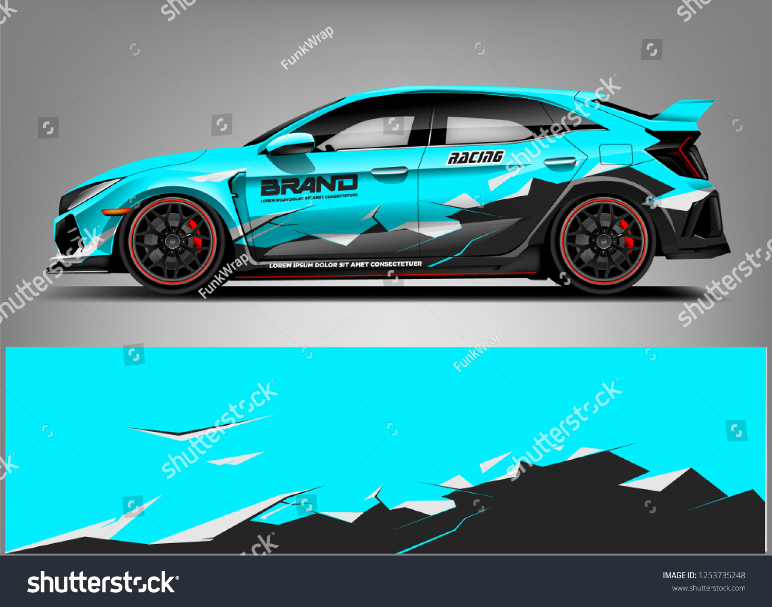 Car wrap design vector, truck and cargo van decal. Graphic abstract stripe racing background designs for vehicle, rally, race, adventure and car racing livery.