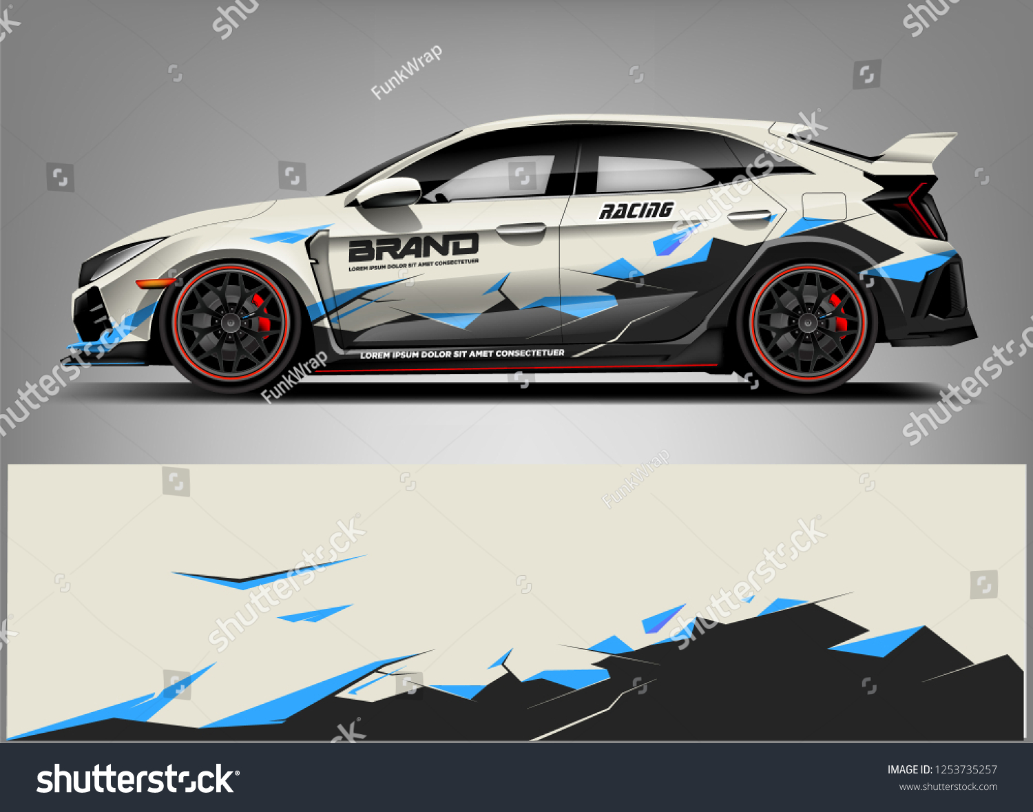 Car wrap design vector, truck and cargo van decal. Graphic abstract stripe racing background designs for vehicle, rally, race, adventure and car racing livery.