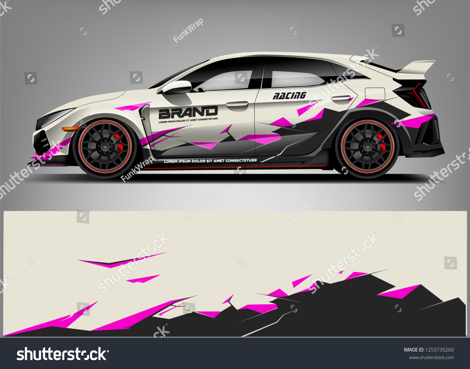 Car wrap design vector, truck and cargo van decal. Graphic abstract stripe racing background designs for vehicle, rally, race, adventure and car racing livery.