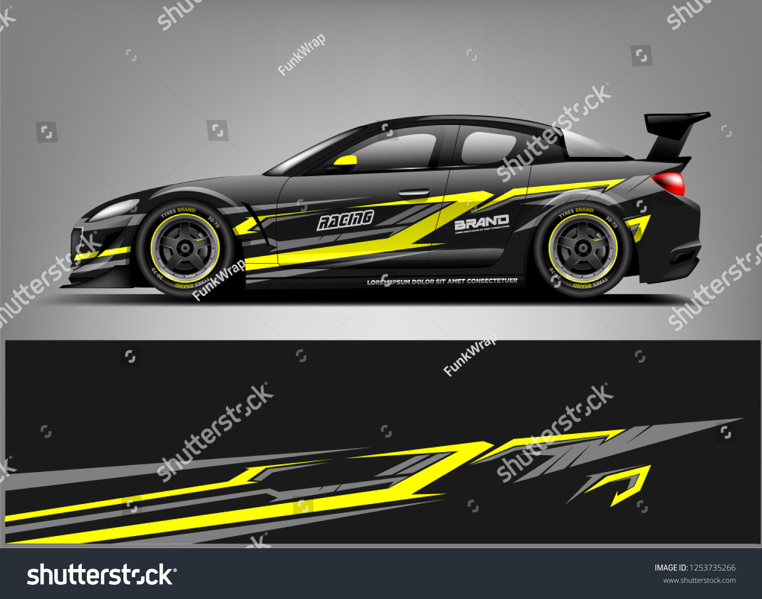 Car wrap design vector, truck and cargo van decal. Graphic abstract stripe racing background designs for vehicle, rally, race, adventure and car racing livery.