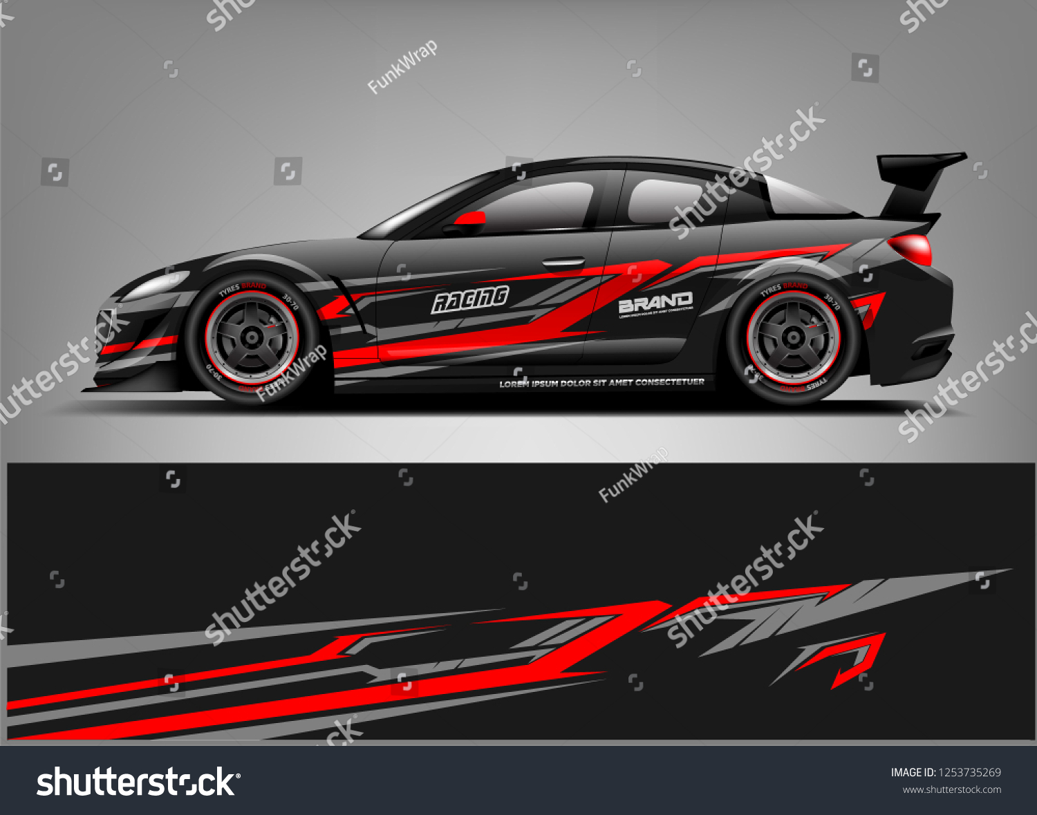 Car wrap design vector, truck and cargo van decal. Graphic abstract stripe racing background designs for vehicle, rally, race, adventure and car racing livery.