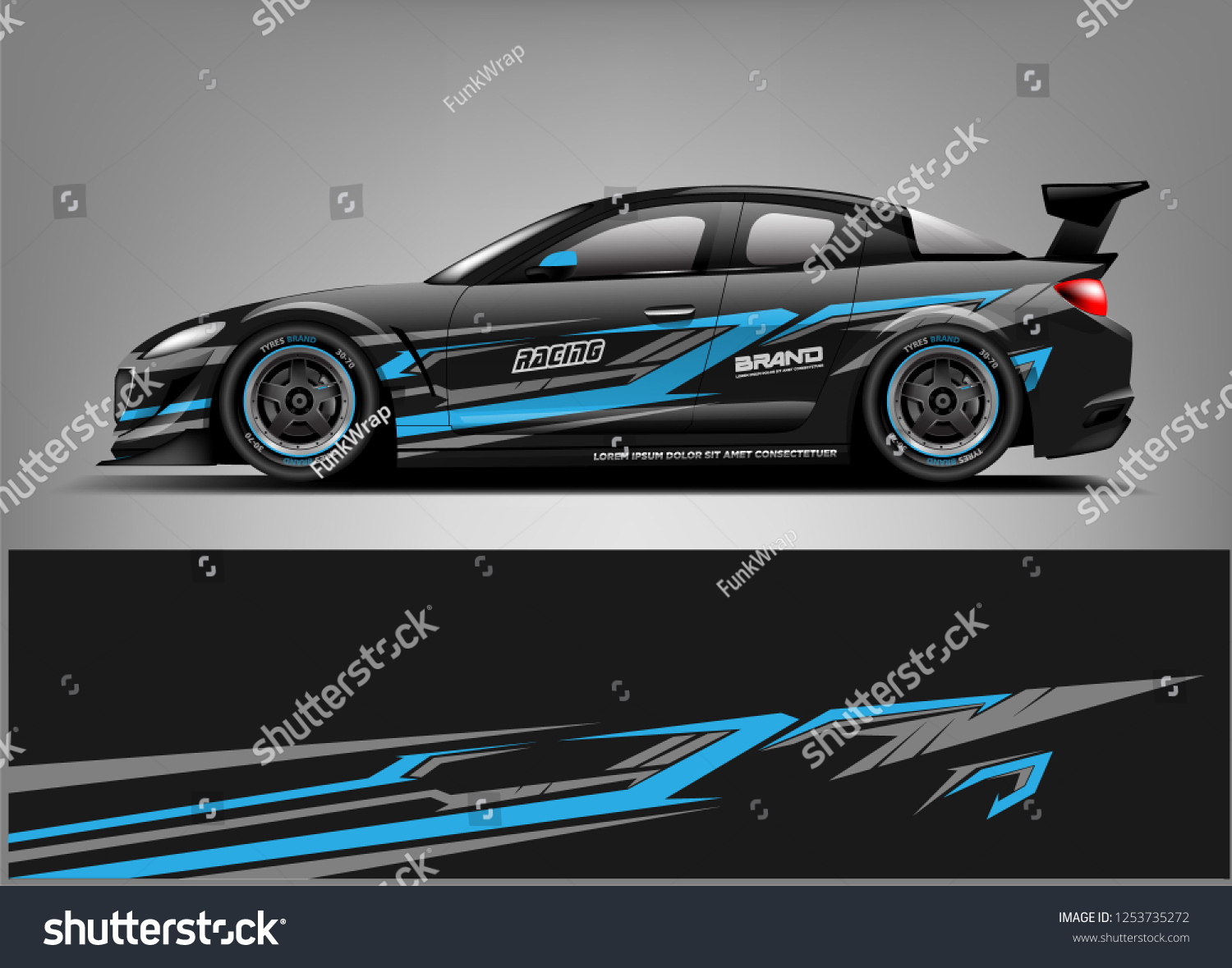Car wrap design vector, truck and cargo van decal. Graphic abstract stripe racing background designs for vehicle, rally, race, adventure and car racing livery.