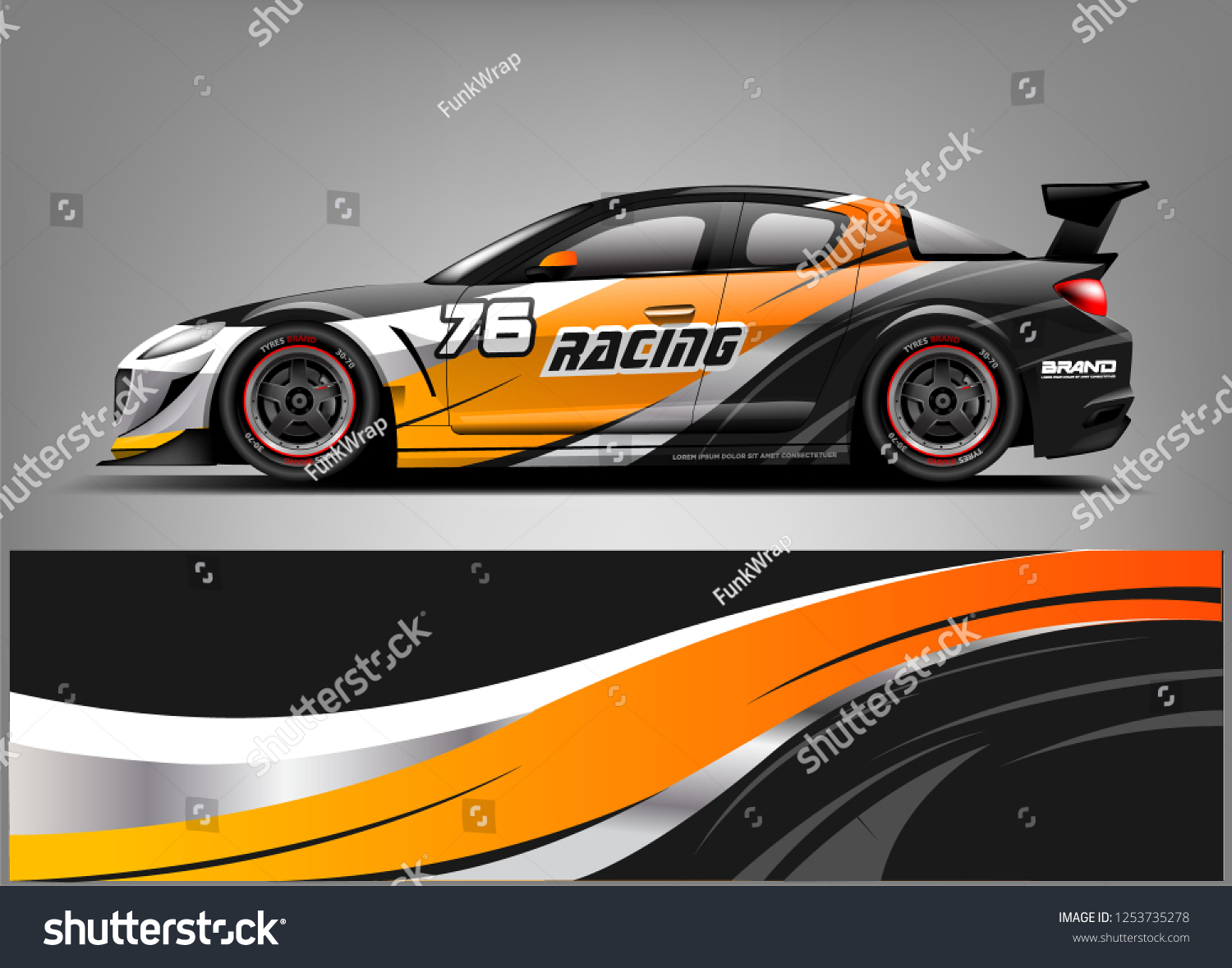 Car wrap design vector, truck and cargo van decal. Graphic abstract stripe racing background designs for vehicle, rally, race, adventure and car racing livery.
