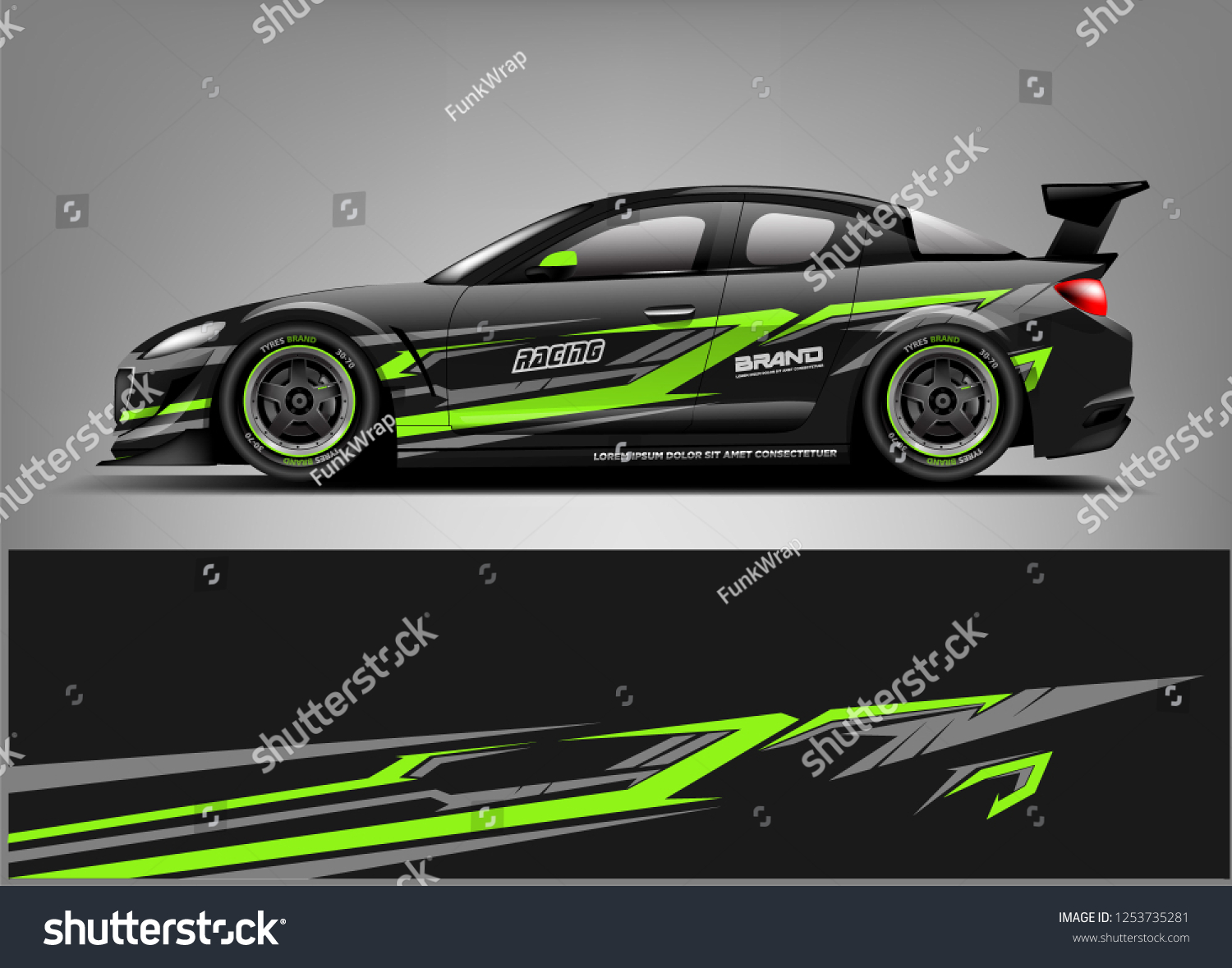 Car wrap design vector, truck and cargo van decal. Graphic abstract stripe racing background designs for vehicle, rally, race, adventure and car racing livery.