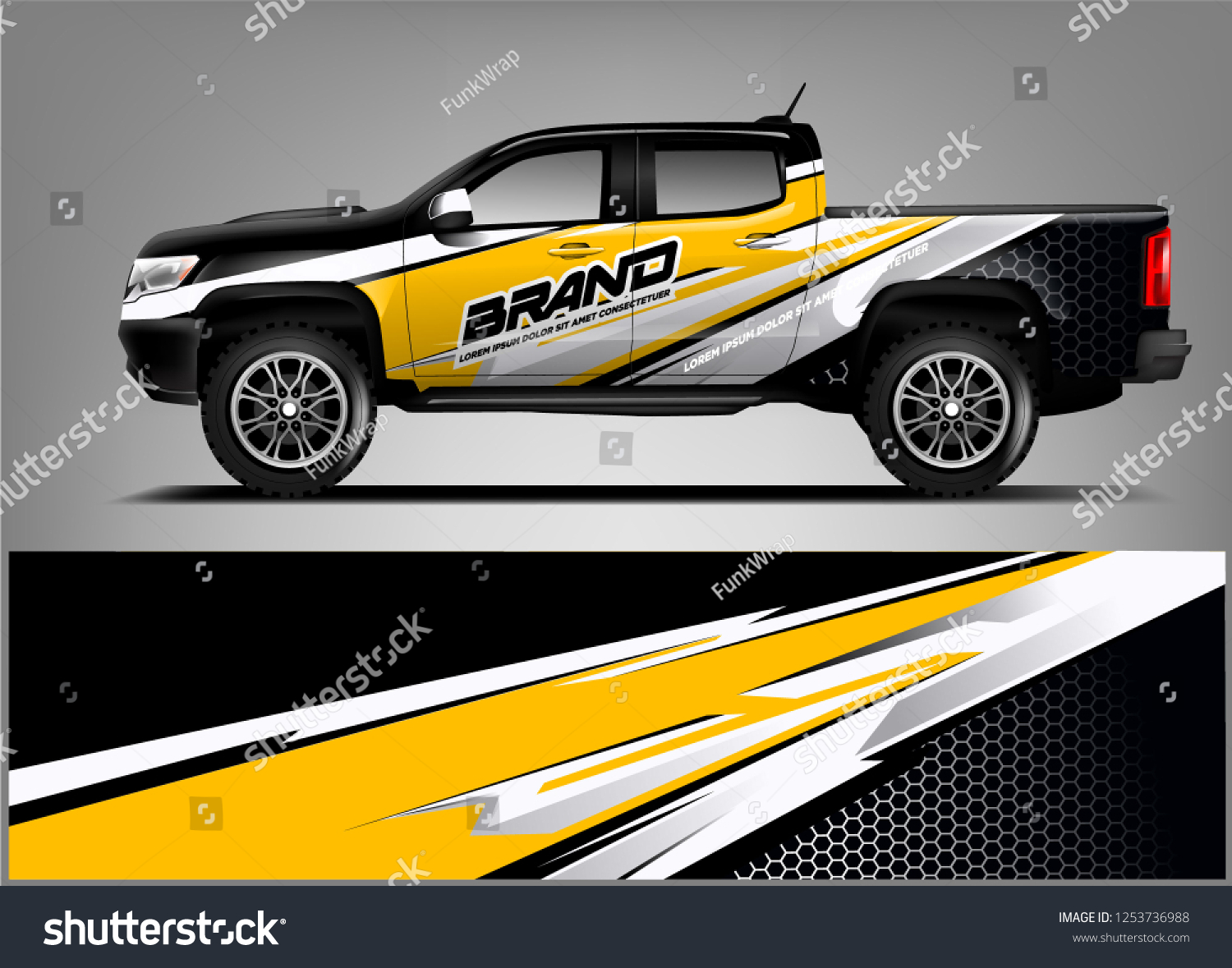 Truck wrap design. Wrap, sticker and decal design for company. Vector format