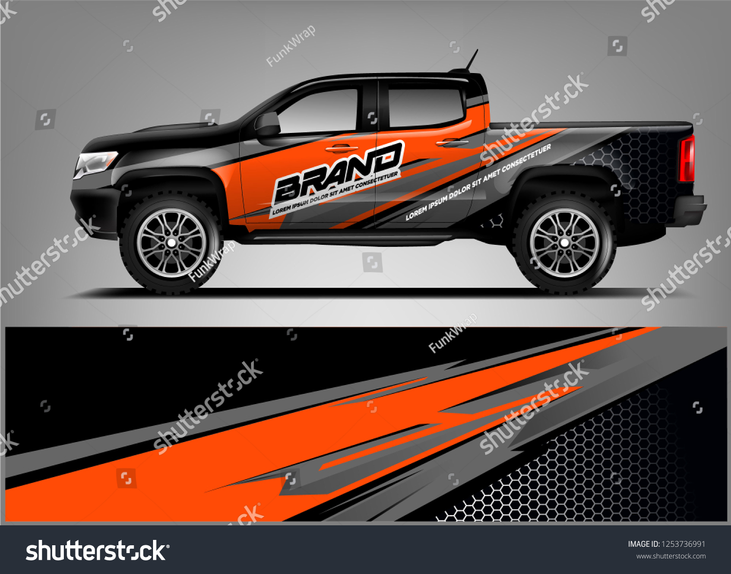 Truck wrap design. Wrap, sticker and decal design for company. Vector format