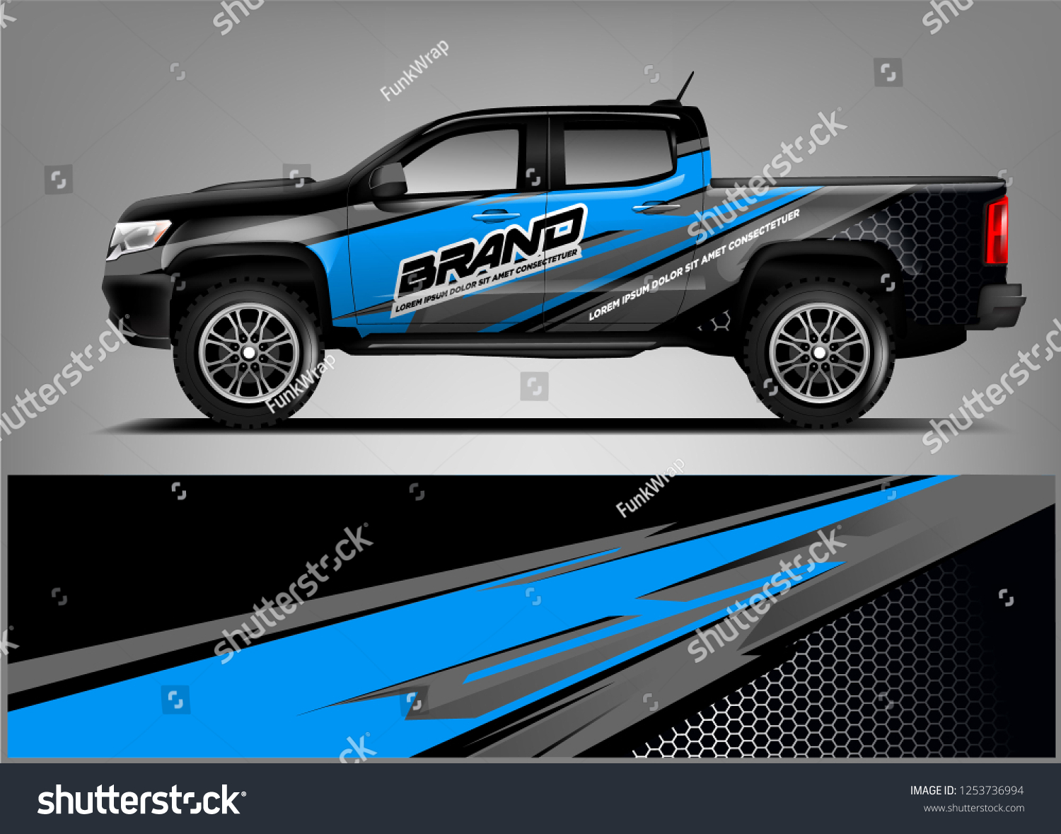 Truck wrap design. Wrap, sticker and decal design for company. Vector format